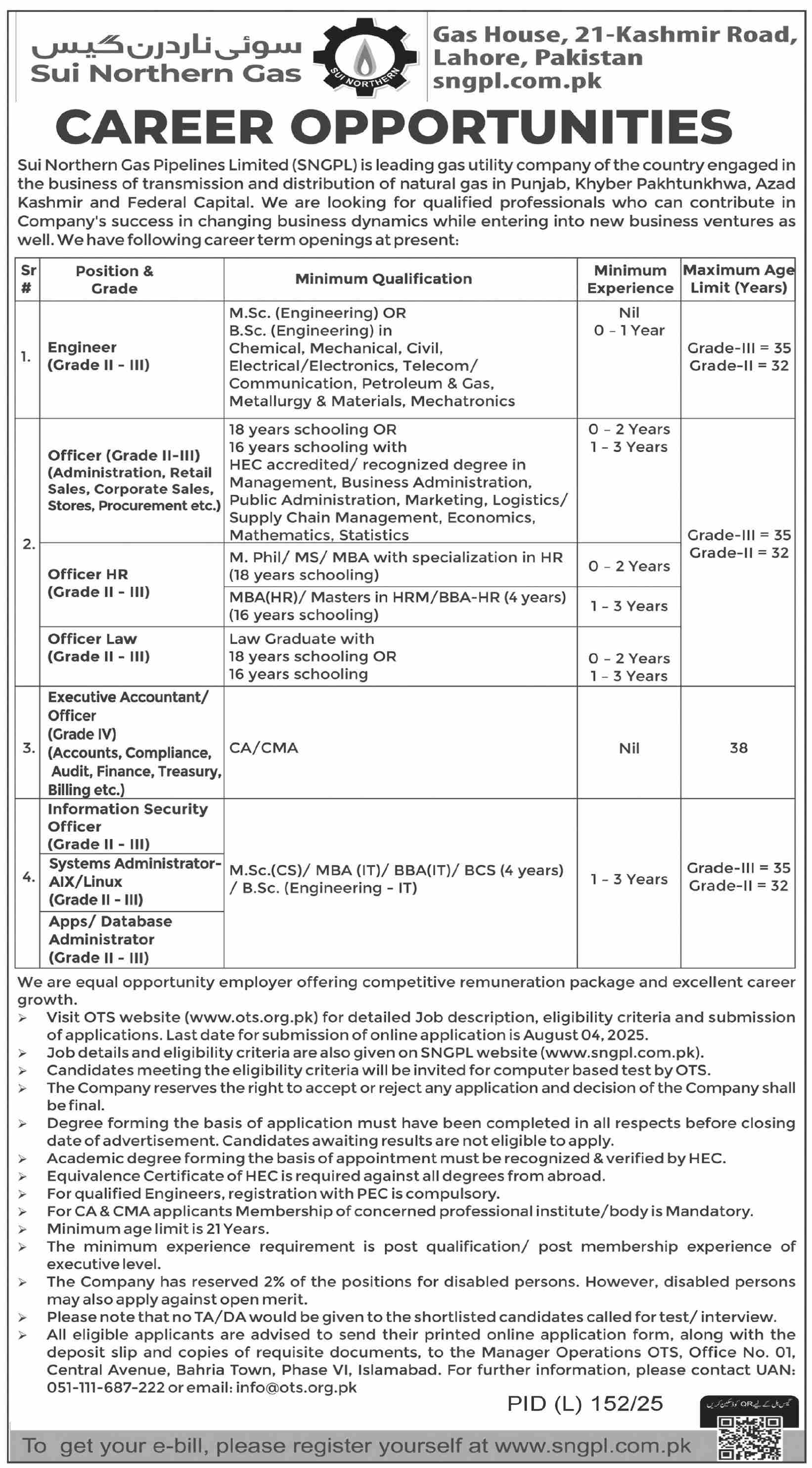 Jobs in Sui Northern Gas Lahore